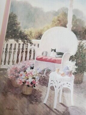 Mildred Bartee Cat on the Porch Framed Wall Art 13x11